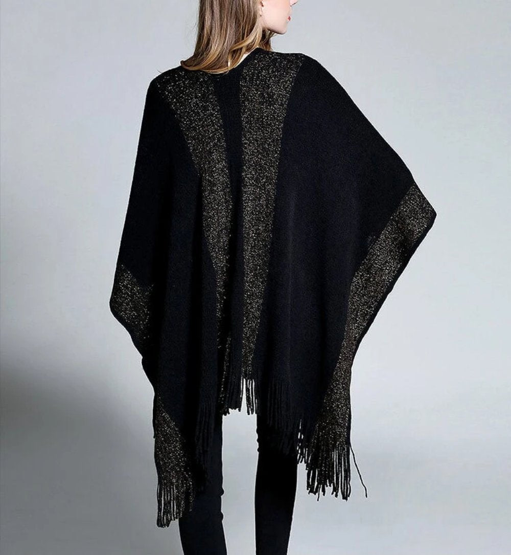 Womens Poncho with Fringes